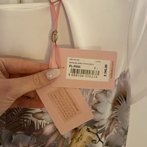 Ted Baker London Haylinn Woodland Jersey Skater Dress Floral Pink White Size S - Picture 6 of 12